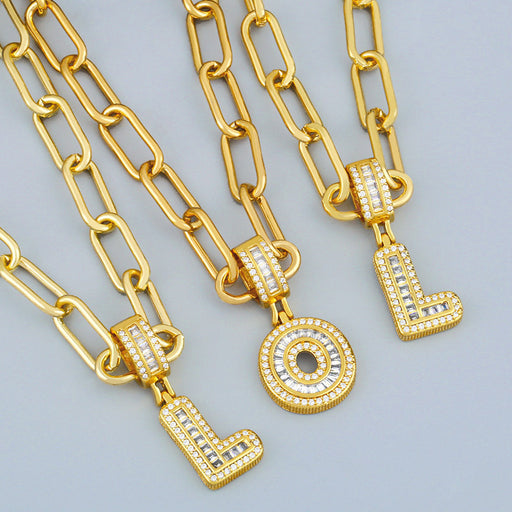 Jewelry WholesaleWholesale 26 English gold stainless steel necklace JDC-NE-Jif062 Necklaces 集沛 %variant_option1% %variant_option2% %variant_option3%  Factory Price JoyasDeChina Joyas De China