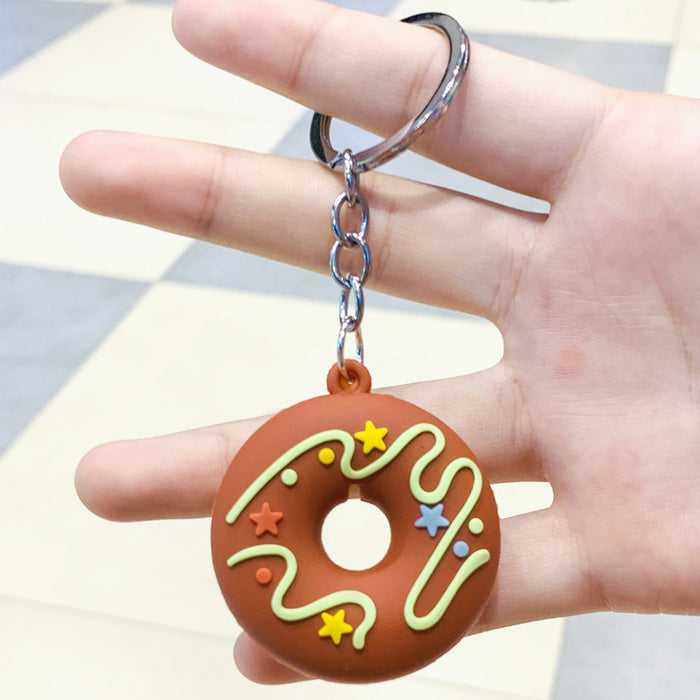 Wholesale cartoon bread pendant donut food three-dimensional cartoon keychain  JDC-KC-PLei008