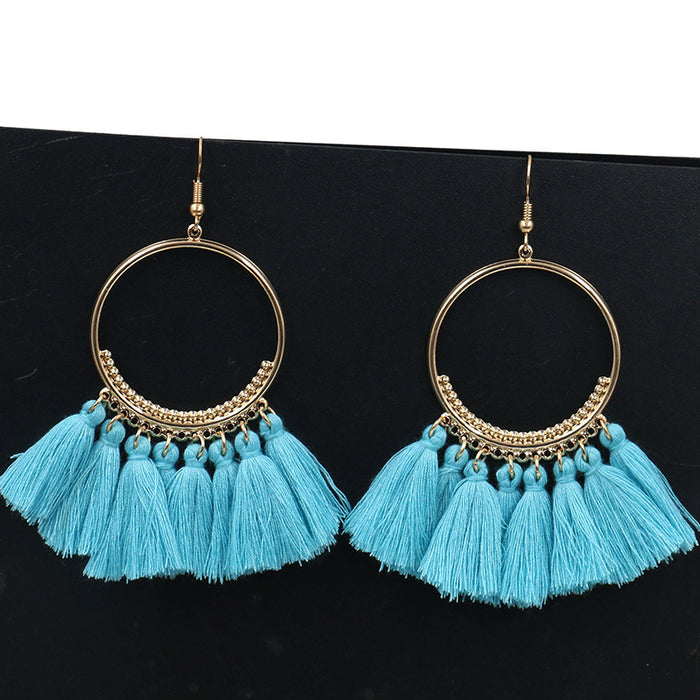 Jewelry WholesaleWholesale bohemian long tassel earrings JDC-ES-HH005 Earrings 汉虹 %variant_option1% %variant_option2% %variant_option3%  Factory Price JoyasDeChina Joyas De China