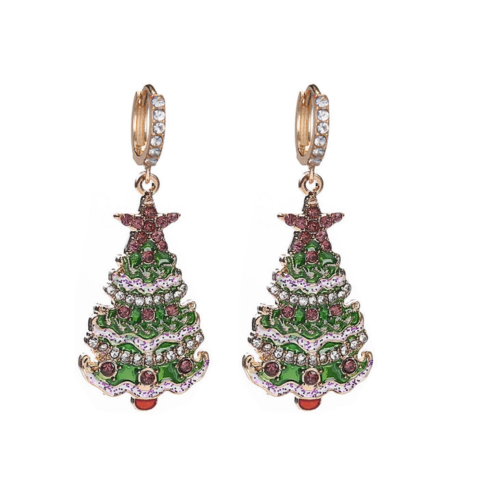 Wholesale Earrings Alloy Enamel Christmas Point Drill MOQ≥2 JDC-ES-JUYAO001