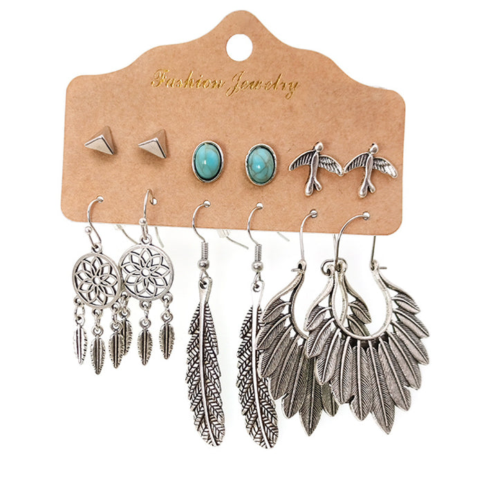 Wholesale Stud Earrings 6 Piece Set Snake Owl Marine Collection JDC-ES-HH015