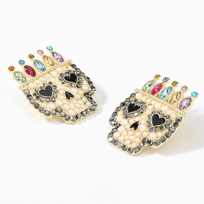 Wholesale Earrings Alloy Diamond Set Acrylic Skull JDC-ES-JL1053