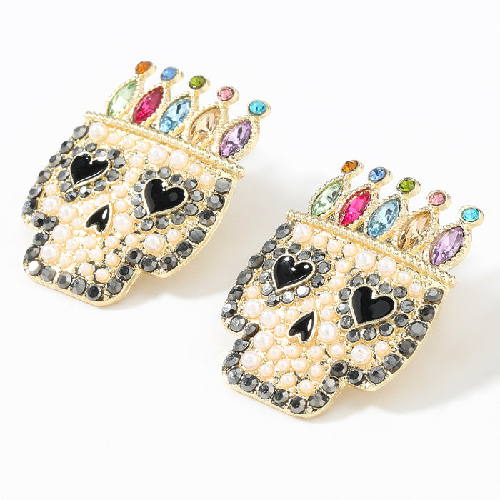 Wholesale Earrings Alloy Diamond Set Acrylic Skull JDC-ES-JL1053