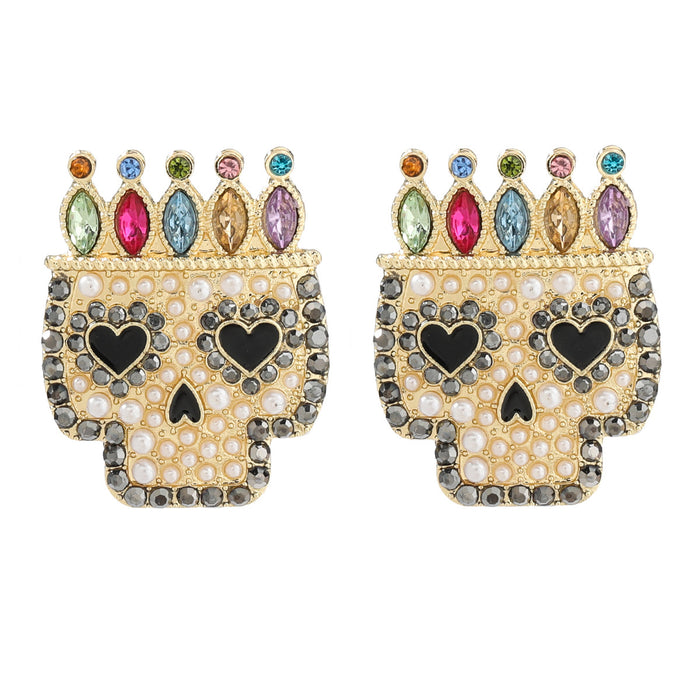 Wholesale Earrings Alloy Diamond Set Acrylic Skull JDC-ES-JL1053