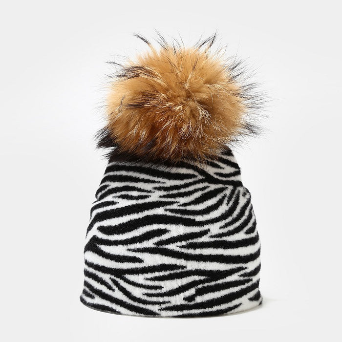 Wholesale Hat Wool Warm Winter Cow Leopard Pattern Knitted Hat JDC-FH-LvYi048