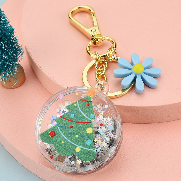 Wholesale Keychains Acrylic Hardware Christmas Oiled Gypsophila Floating Bottle JDC-KC-YPin029