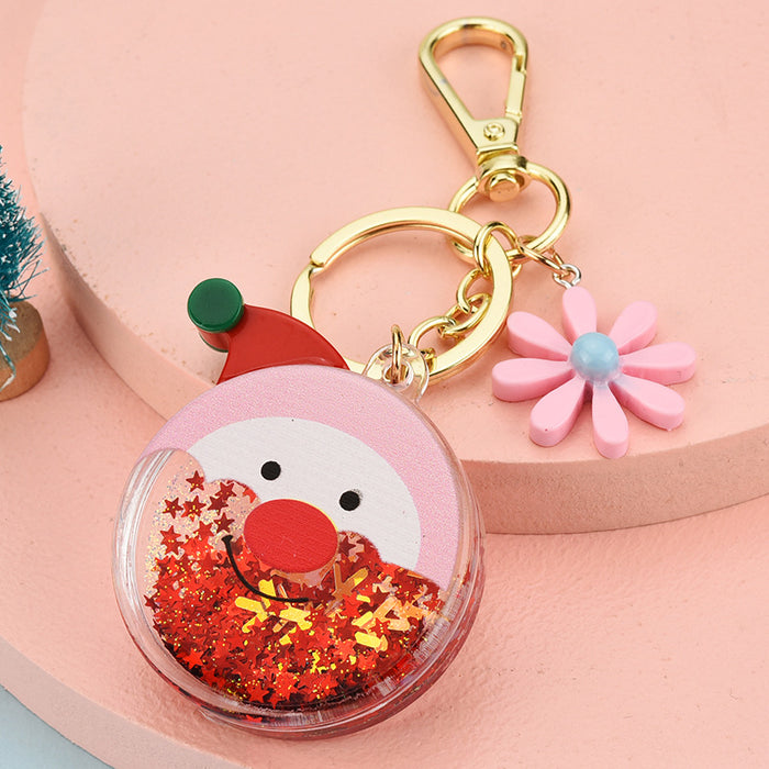 Wholesale Keychains Acrylic Hardware Christmas Oiled Gypsophila Floating Bottle JDC-KC-YPin029