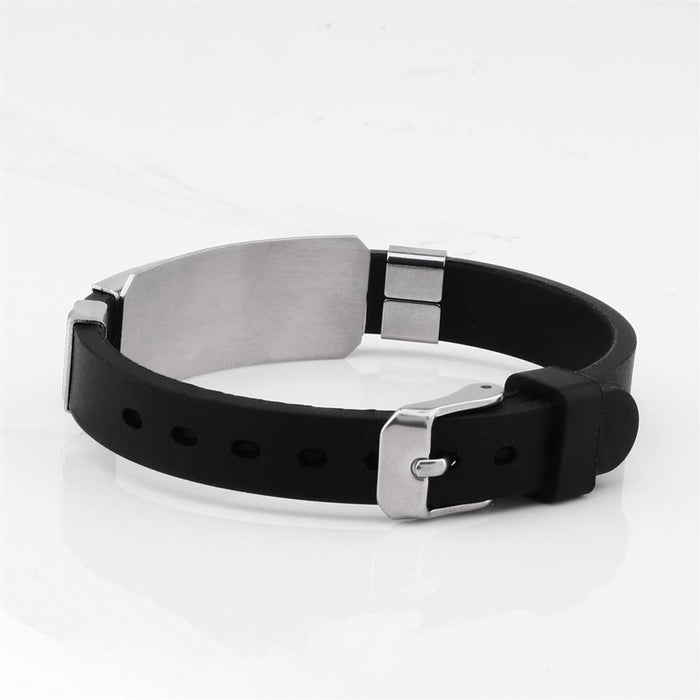 Jewelry WholesaleWholesale Black Titanium Steel Silicone Bracelet Wristband JDC-BT-HuH005 Bracelet 胡贺 %variant_option1% %variant_option2% %variant_option3%  Factory Price JoyasDeChina Joyas De China