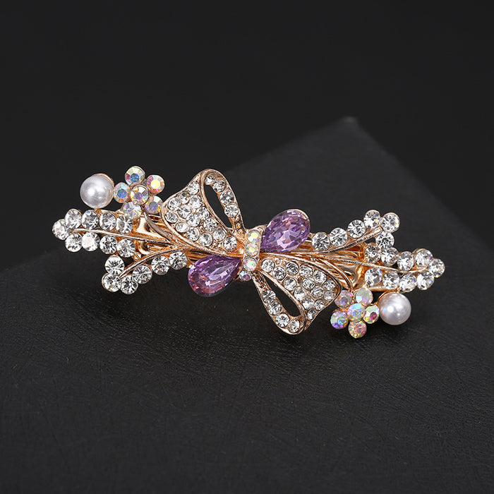 Wholesale Hair Clips Alloy Rhinestone Crystal Bow MOQ≥2 JDC-HC-MengP001