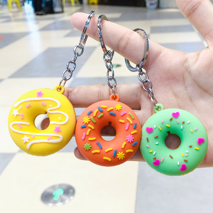 Wholesale cartoon bread pendant donut food three-dimensional cartoon keychain  JDC-KC-PLei008