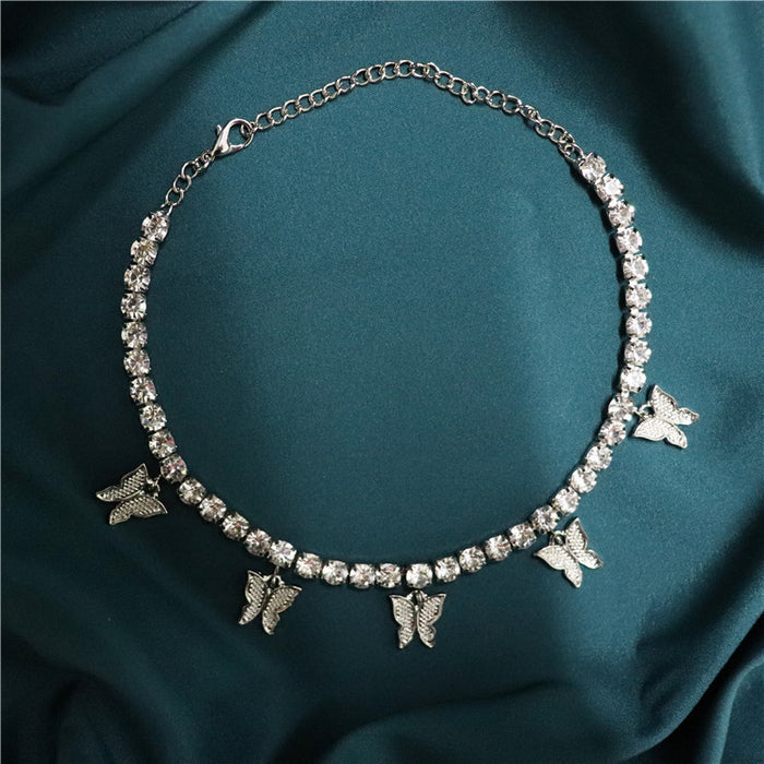 Wholesale Rhinestone Small Butterfly Pendant Anklet Women MOQ≥2 JDC-AS-NiC003