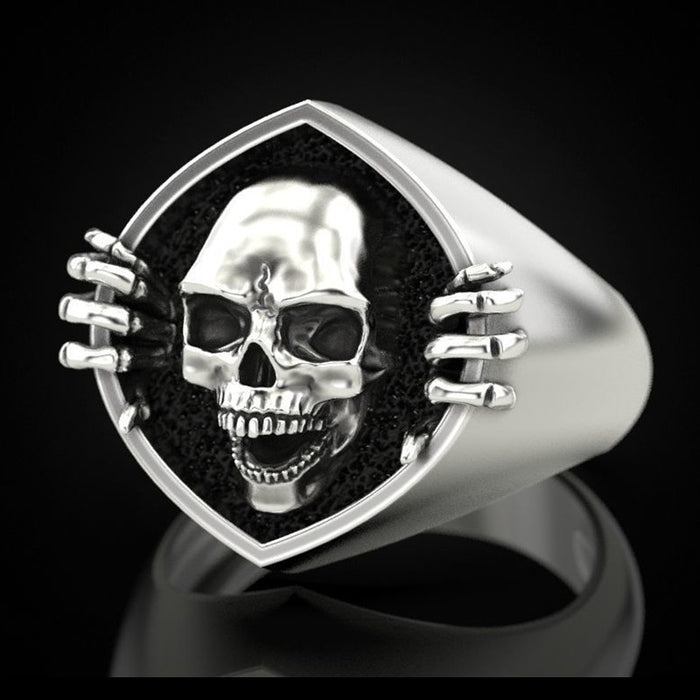 Wholesale Rings Alloy Men's Rings Punk Skull MOQ≥2 JDC-RS-HuiT002