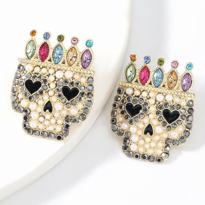 Wholesale Earrings Alloy Diamond Set Acrylic Skull JDC-ES-JL1053