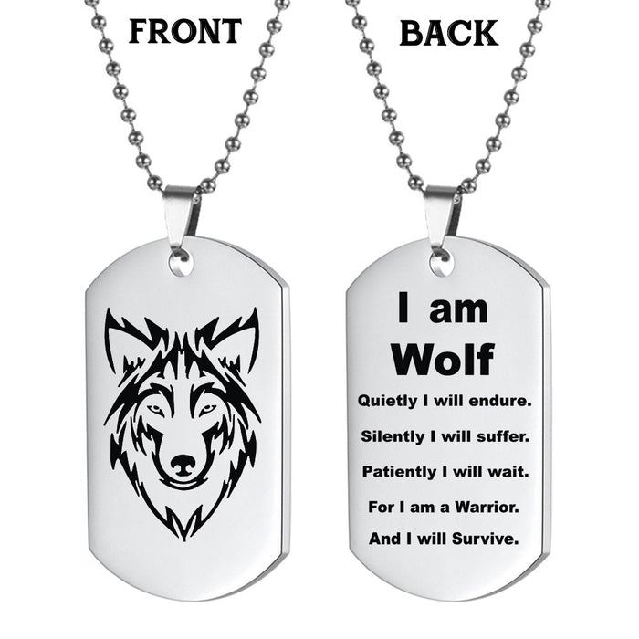 Jewelry WholesaleWholesale Stainless Steel Wolf Head Pendant Necklace Dog Tag Keychain MOQ≥2 JDC-NE-HuH005 Necklaces 胡贺 %variant_option1% %variant_option2% %variant_option3%  Factory Price JoyasDeChina Joyas De China