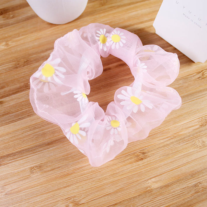 Wholesale mesh small daisy hair rope daisy large intestine hair tie JDC-HS-DieZu003