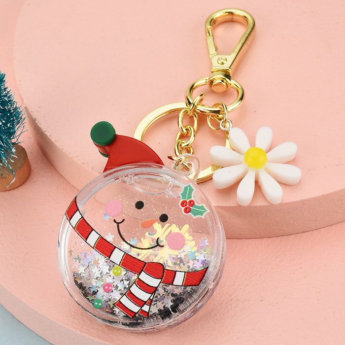 Wholesale Keychains Acrylic Hardware Christmas Oiled Gypsophila Floating Bottle JDC-KC-YPin029