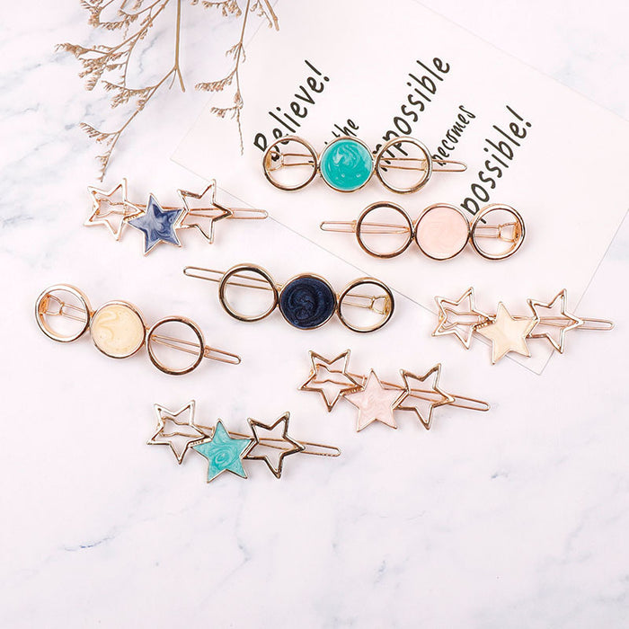 Jewelry WholesaleWholesale drip star geometric circle metal hairpin JDC-HC-KX001 Hair Clips 柯羡 %variant_option1% %variant_option2% %variant_option3%  Factory Price JoyasDeChina Joyas De China