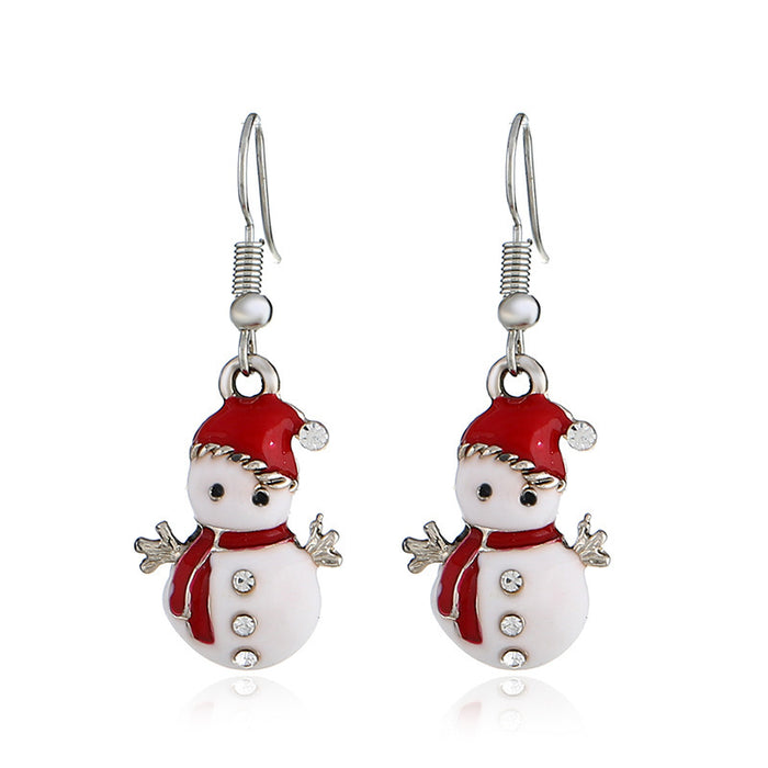 Wholesale Earrings Alloy Christmas Santa Claus Snowman Plush Diamonds JDC-ES-LANANG001