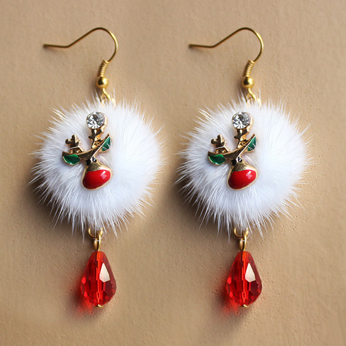 Wholesale Earrings Alloy Christmas Santa Claus Snowman Plush Diamonds JDC-ES-LANANG001