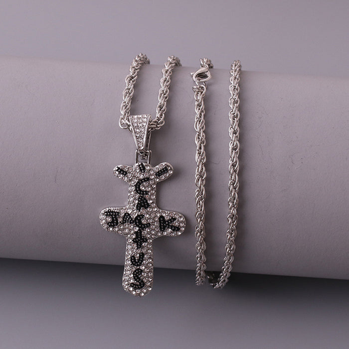 Wholesale personality pendant hip hop full diamond cross necklace JDC-NE-LvXin002