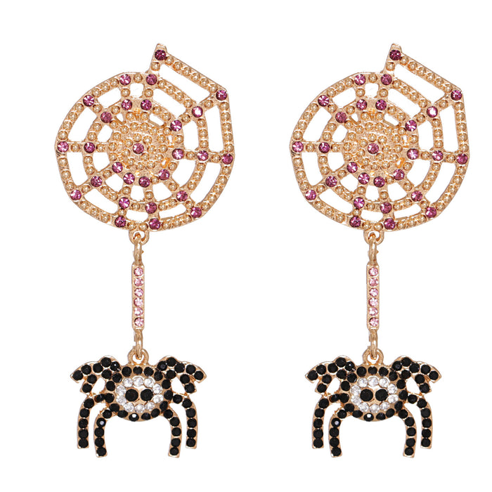 Wholesale Earrings Alloy Spider Diamond Ear Studs Halloween JDC-ES-JJ265