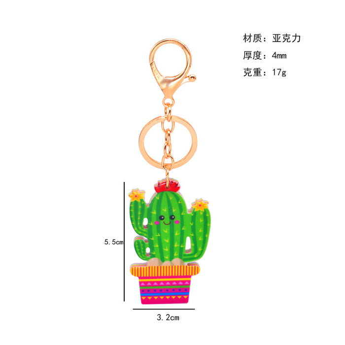 wholesale Acrylic Cactus Female Potted Plant Keychain JDC-KC-YiWa015