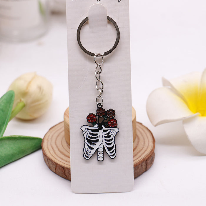 Jewelry WholesaleWholesale Rose and Skull Gothic Zinc Alloy Keychain MOQ≥2 JDC-KC-XiuH001 Keychains 秀弘 %variant_option1% %variant_option2% %variant_option3%  Factory Price JoyasDeChina Joyas De China