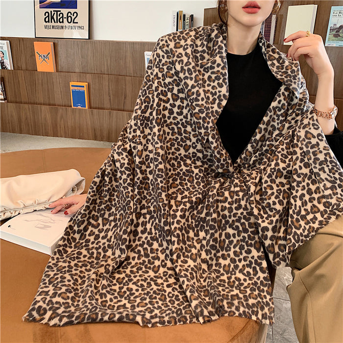 Wholesale Scarf Leopard Print Cashmere Long Dual-purpose Shawl JDC-SF-GSCM024