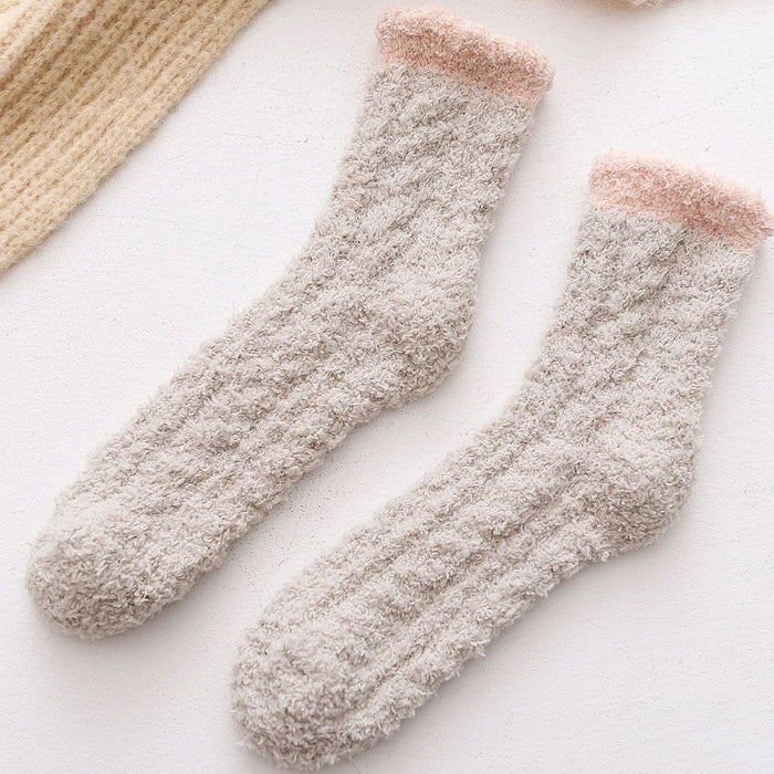 Wholesale Socks Polyester Warm Thick Twist Coral Fleece JDC-SK-LiSheng005