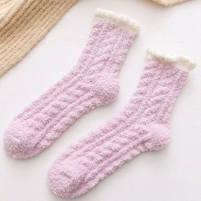 Wholesale Socks Polyester Warm Thick Twist Coral Fleece JDC-SK-LiSheng005