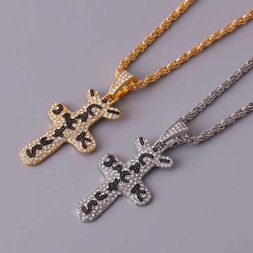 Jewelry WholesaleWholesale personality pendant hip hop full diamond cross necklace JDC-NE-LvXin002 Necklaces 缕馨 %variant_option1% %variant_option2% %variant_option3%  Factory Price JoyasDeChina Joyas De China