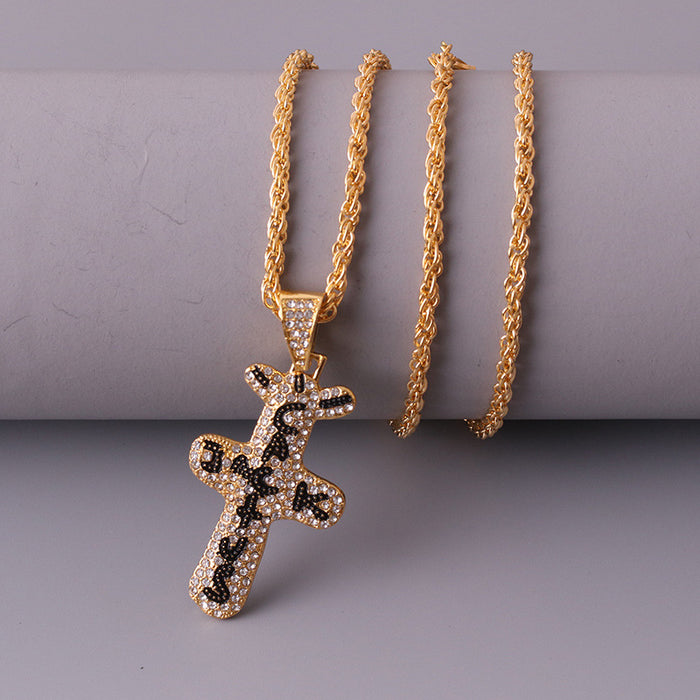 Wholesale personality pendant hip hop full diamond cross necklace JDC-NE-LvXin002