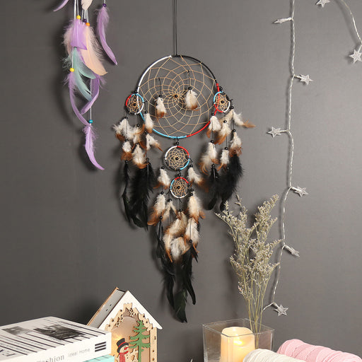 Jewelry WholesaleWholesale Vintage Style Five Rings Home Decor Dreamcatcher Pendant JDC-DC-MengS030 Dreamcatcher 萌颂 %variant_option1% %variant_option2% %variant_option3%  Factory Price JoyasDeChina Joyas De China