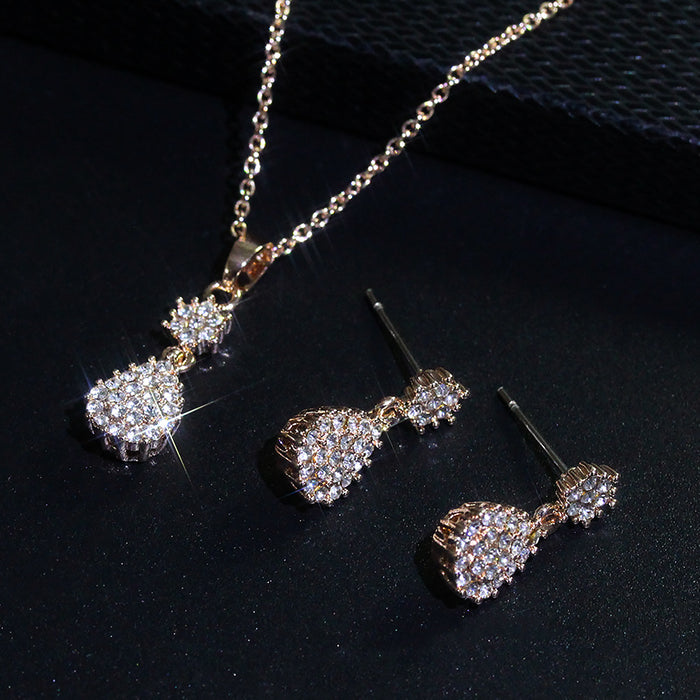 Jewelry WholesaleWholesale water drop zircon wedding full diamond necklace earring set JDC-NE-MiMeng024 Necklaces 米萌 %variant_option1% %variant_option2% %variant_option3%  Factory Price JoyasDeChina Joyas De China