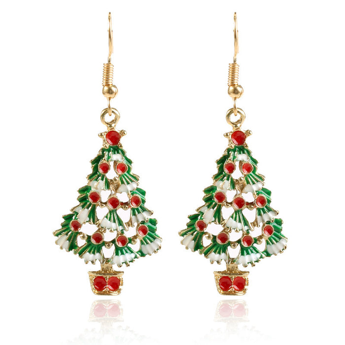 Wholesale Earrings Alloy Christmas Santa Claus Snowman Plush Diamonds JDC-ES-LANANG001