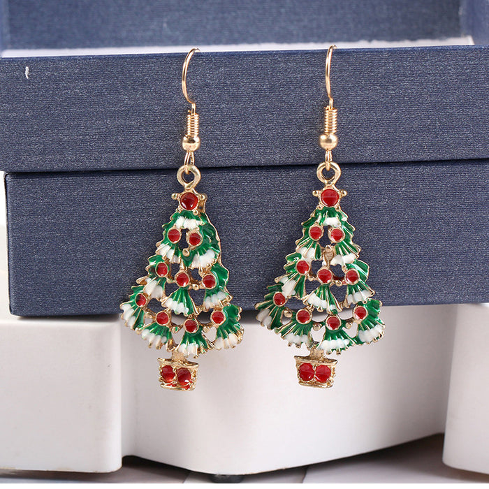 Wholesale Earrings Alloy Christmas Santa Claus Snowman Plush Diamonds JDC-ES-LANANG001