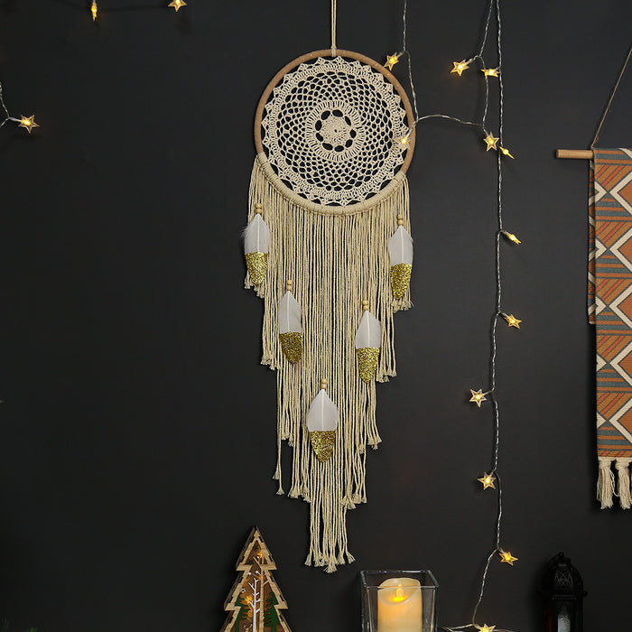 Wholesale round bamboo circle dreamcatcher home decoration dream catcher pendant MOQ≥2 JDC-DC-MengS037