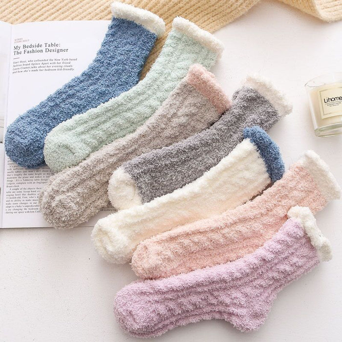 Wholesale Socks Polyester Warm Thick Twist Coral Fleece JDC-SK-LiSheng005