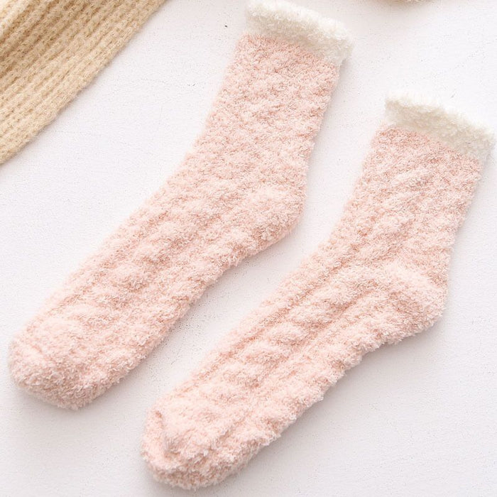 Wholesale Socks Polyester Warm Thick Twist Coral Fleece JDC-SK-LiSheng005