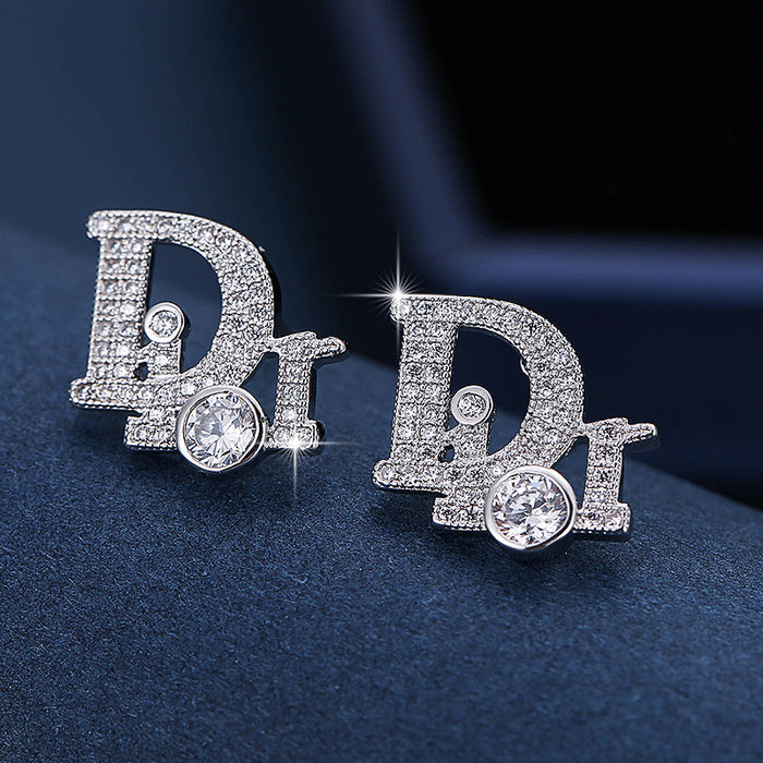 Jewelry WholesaleWholesale letter metal micro-set diamond copper stud earrings JDC-ES-Dingy001 Earrings 鼎煜 %variant_option1% %variant_option2% %variant_option3%  Factory Price JoyasDeChina Joyas De China