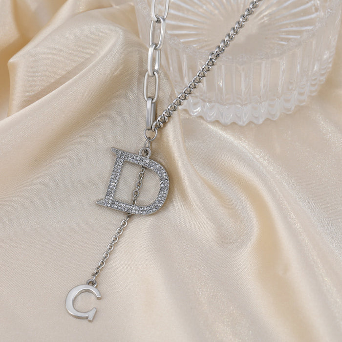 Jewelry WholesaleWholesale letter D word short sweater alloy necklace JDC-NE-Jiaow002 Necklaces 娇婉 %variant_option1% %variant_option2% %variant_option3%  Factory Price JoyasDeChina Joyas De China