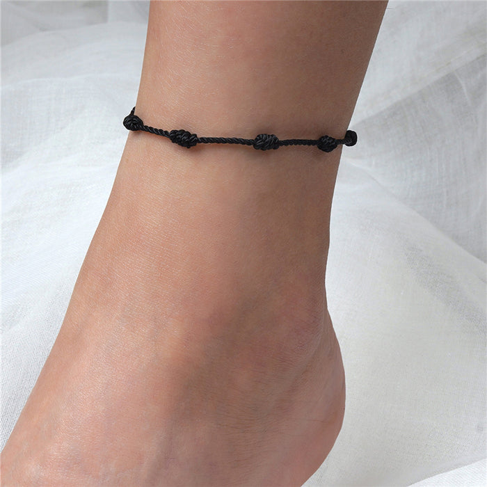 Wholesale Hand Braided Acrylic Black Thread Anklet MOQ≥2 JDC-AS-FanD004