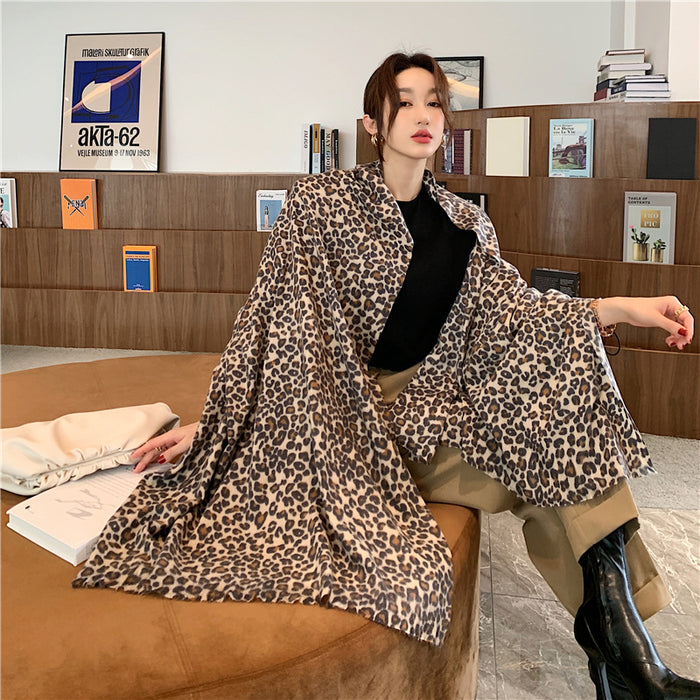 Wholesale Scarf Leopard Print Cashmere Long Dual-purpose Shawl JDC-SF-GSCM024