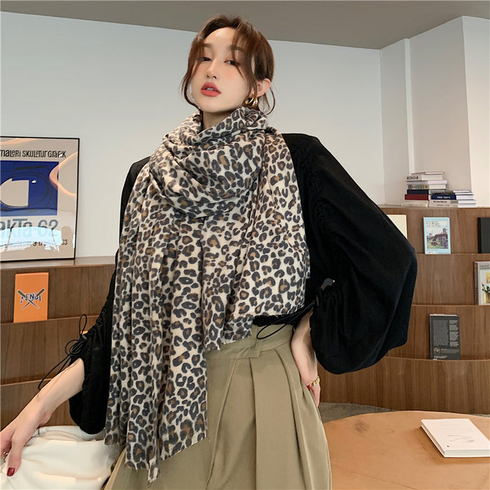 Wholesale Scarf Leopard Print Cashmere Long Dual-purpose Shawl JDC-SF-GSCM024