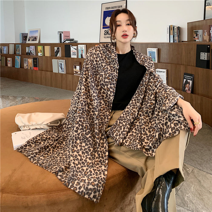 Wholesale Scarf Leopard Print Cashmere Long Dual-purpose Shawl JDC-SF-GSCM024