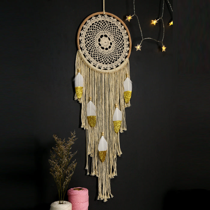 Wholesale round bamboo circle dreamcatcher home decoration dream catcher pendant MOQ≥2 JDC-DC-MengS037