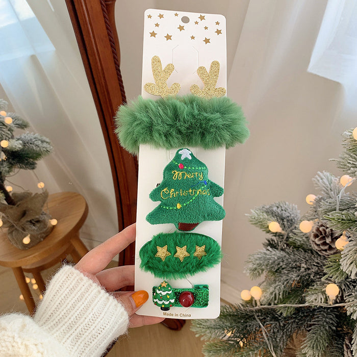 Wholesale Hair Clips Plush Set of Four Children Christmas Cartoon MOQ≥2 JDC-HC-HEMA001