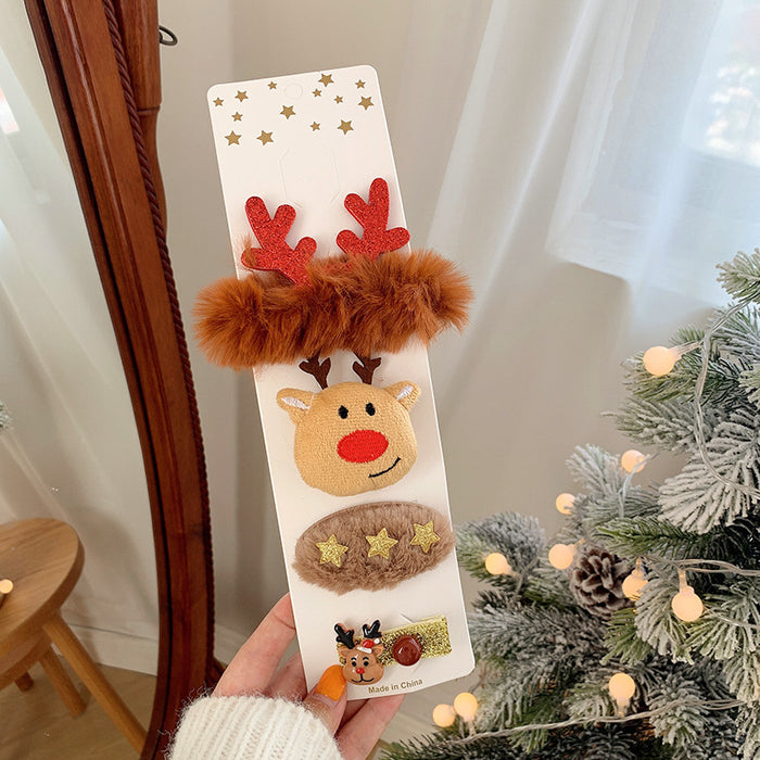 Wholesale Hair Clips Plush Set of Four Children Christmas Cartoon MOQ≥2 JDC-HC-HEMA001