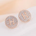 Jewelry WholesaleWholesale round letter metal diamond-encrusted copper stud earrings JDC-ES-Dingy004 Earrings 鼎煜 %variant_option1% %variant_option2% %variant_option3%  Factory Price JoyasDeChina Joyas De China