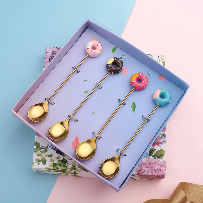 Wholesale Spoon Stainless Steel Cute Donut Mixing Spoon MOQ≥2 JDC-SN-BiS001